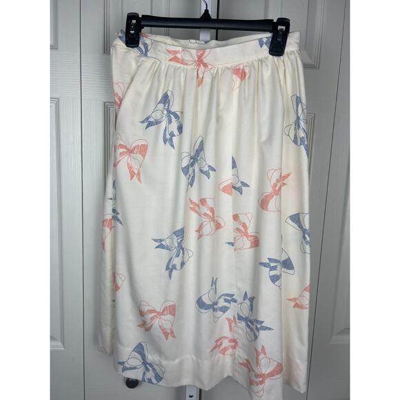 Vintage That's Me Size 5/6 white soft rayon pink and blue bow skirt coquette - Picture 8 of 8